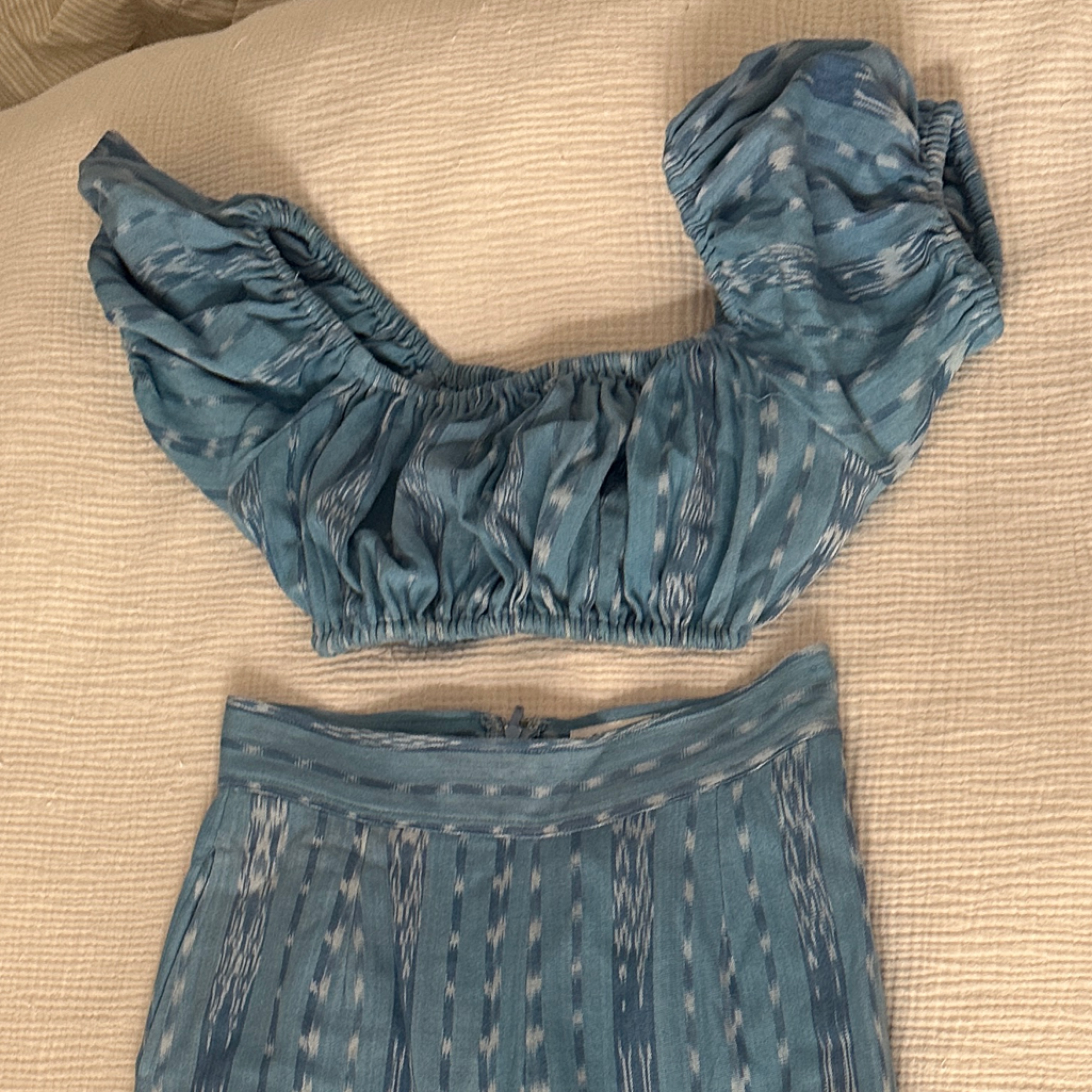 Blue Patterned Set Casa De Stela Size Small Vacation Outfit